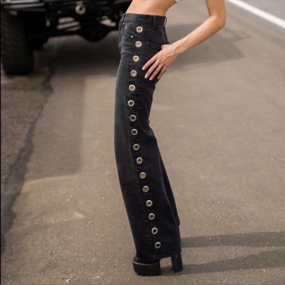 REVICE Dark Denim Jeans with button sides